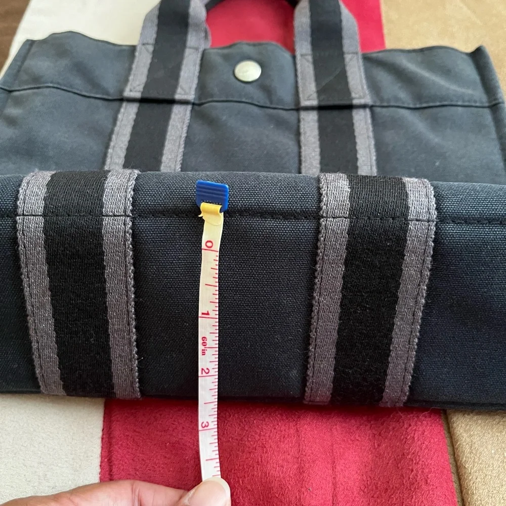 Black Hermes Canvas Tote Bag - Picture 12 of 16